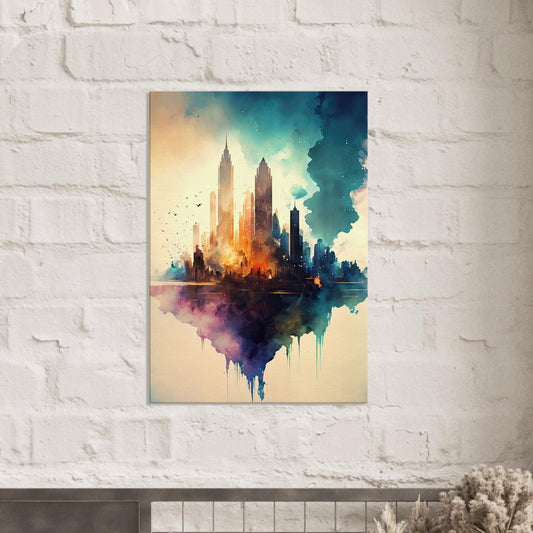 Farbexplosion Skyline, Leinwanddruck - Stiersbeste