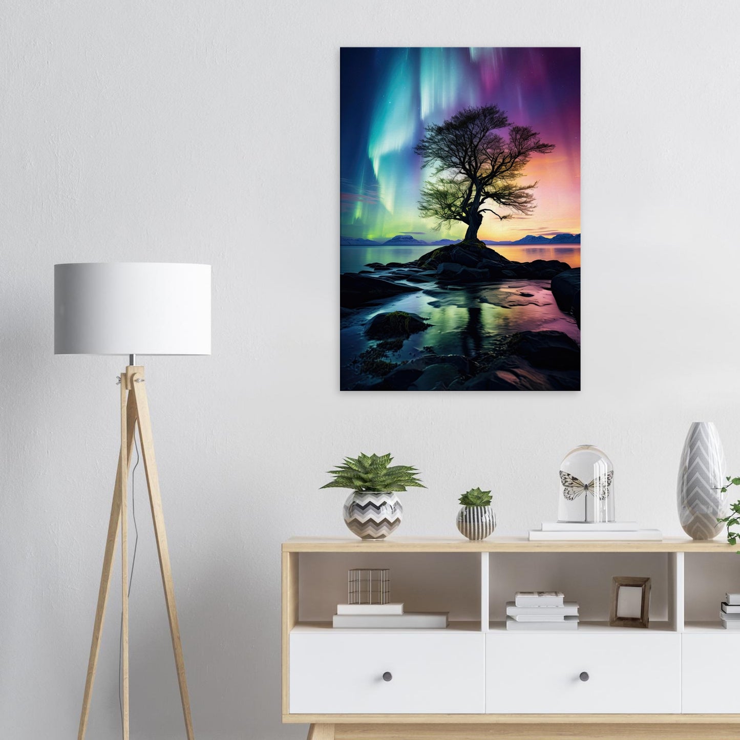 Polarlicht Baum, Leinwanddruck - Stiers Beste