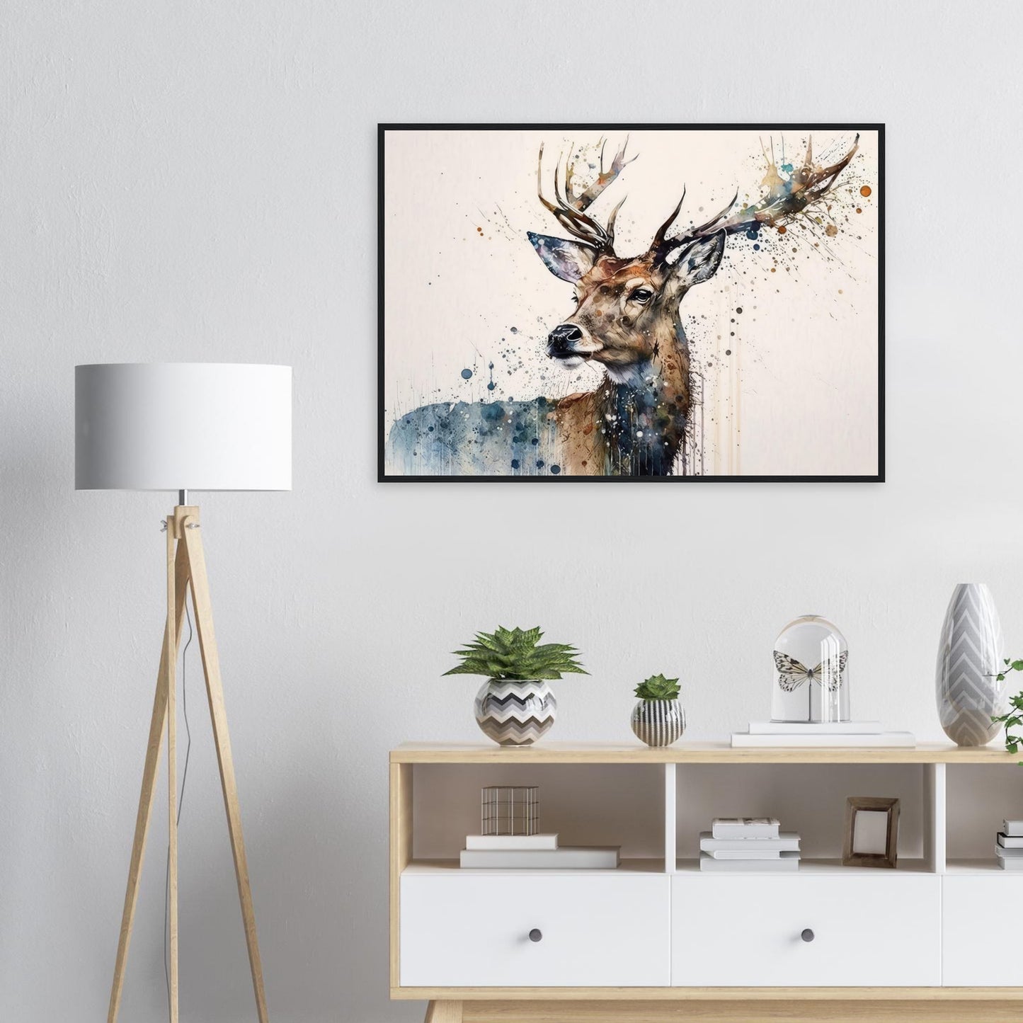Anmut des Hirschs, Poster mit Holzrahmen - Stiersbeste