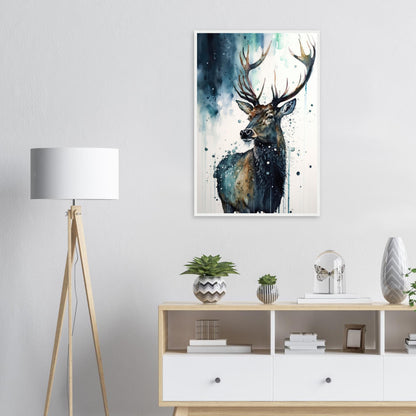 Der Pinselhirsch, Poster mit Holzrahmen - Stiersbeste