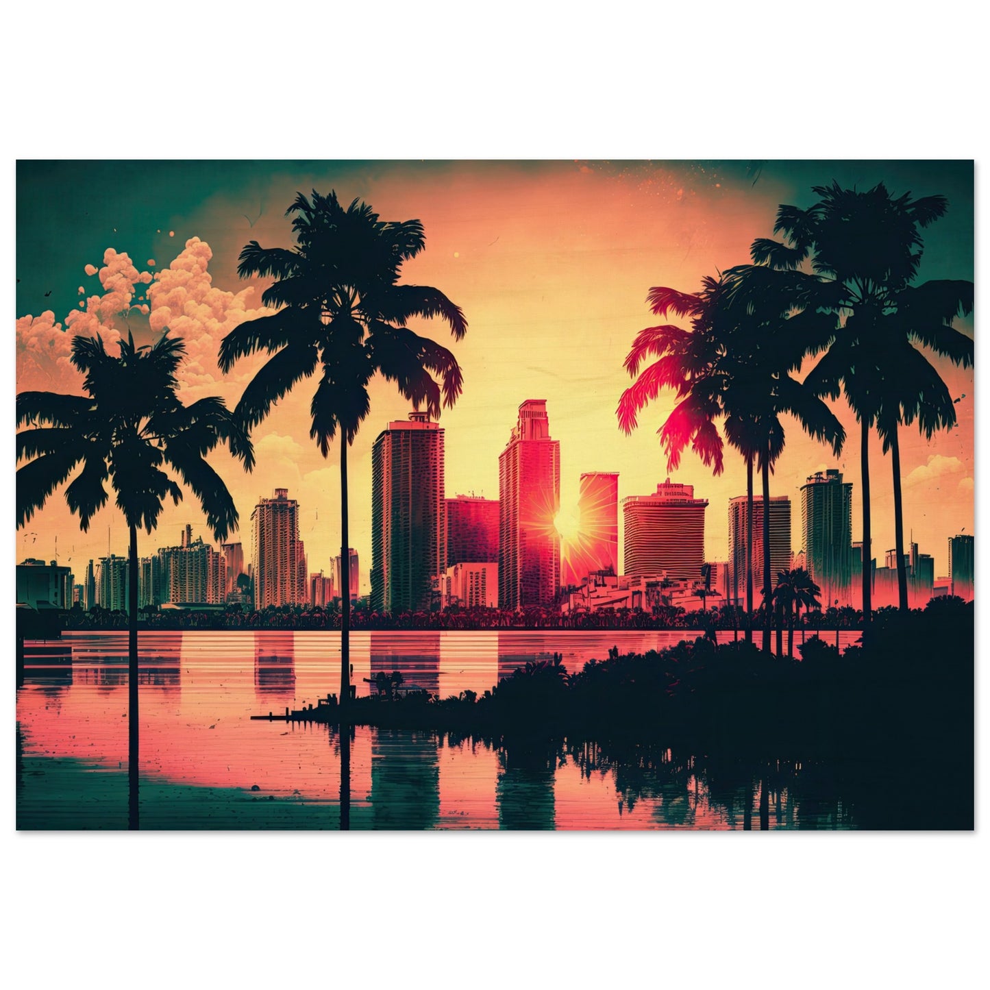 Miami Sunset, Holzdruck - Stiersbeste