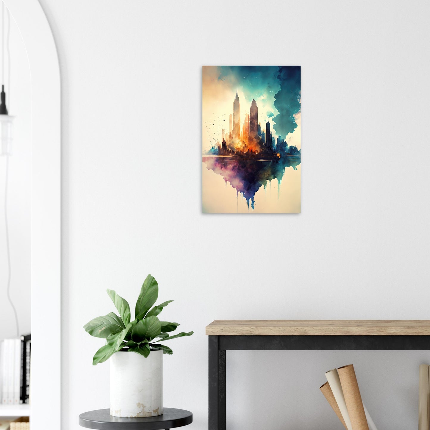 Farbexplosion Skyline, Aluminiumdruck - Stiersbeste