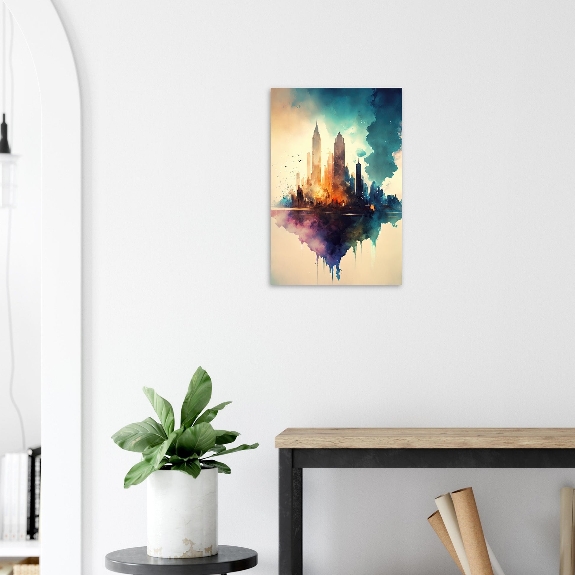 Farbexplosion Skyline, Aluminiumdruck - Stiersbeste