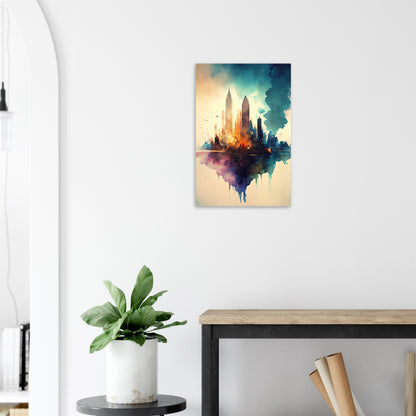 Farbexplosion Skyline, Aluminiumdruck - Stiersbeste
