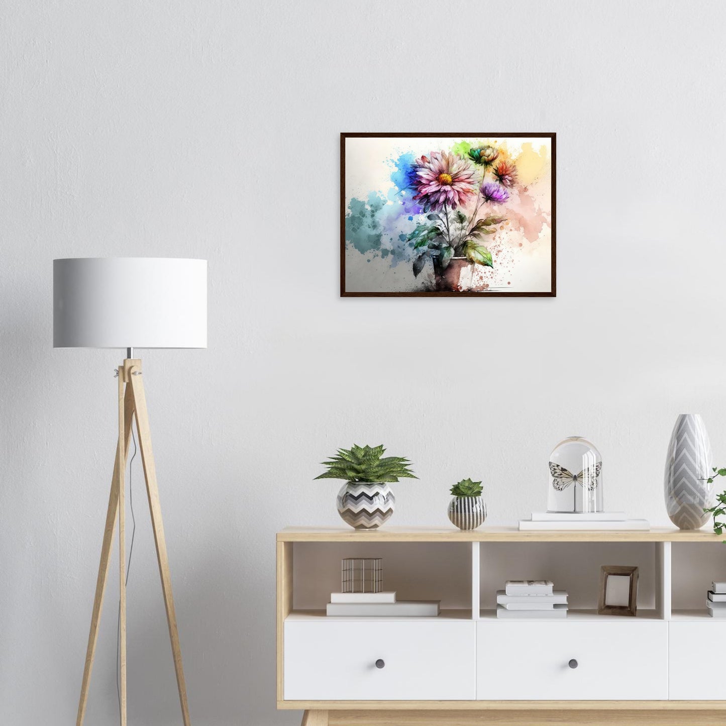 Fließende Blumenmelodie, Poster mit Holzrahmen - Stiersbeste