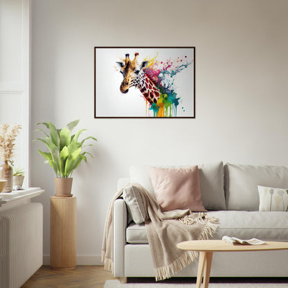 Giraffe Splash Art, Poster mit Holzrahmen - Stiersbeste