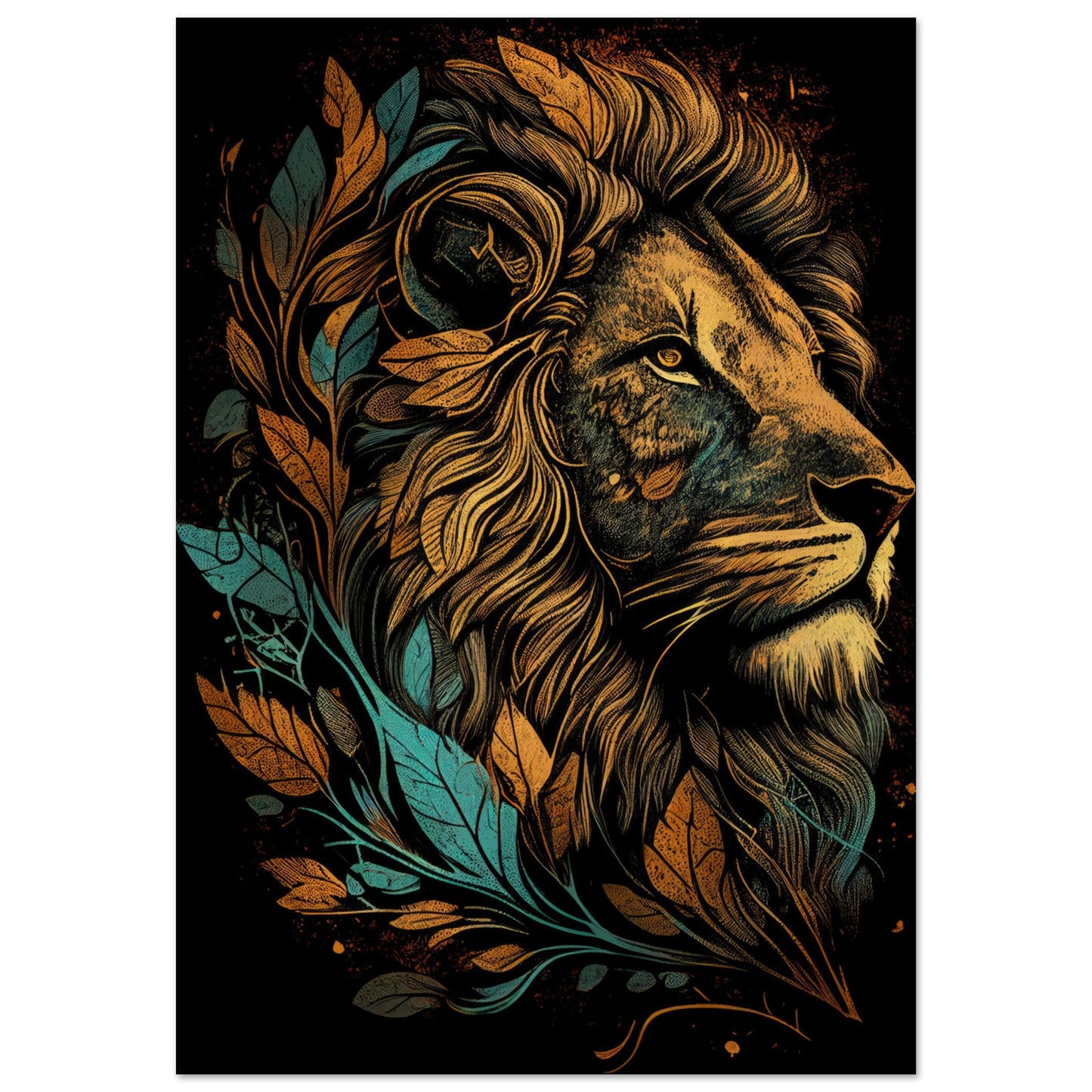 Leaf Lion, Holzdruck - Stiersbeste