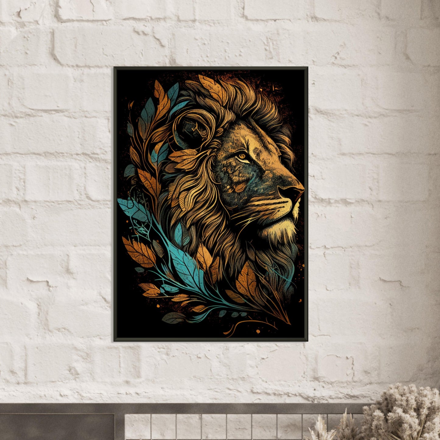 Leaf Lion, Poster mit Alurahmen - Stiersbeste