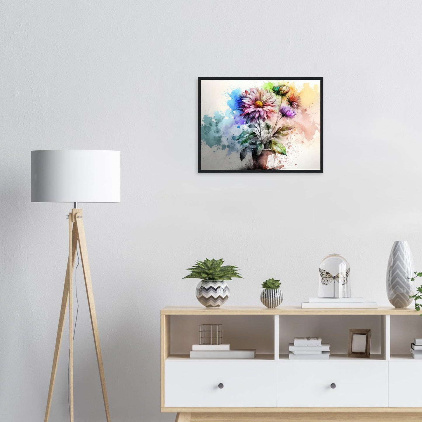 Fließende Blumenmelodie, Poster mit Holzrahmen - Stiersbeste