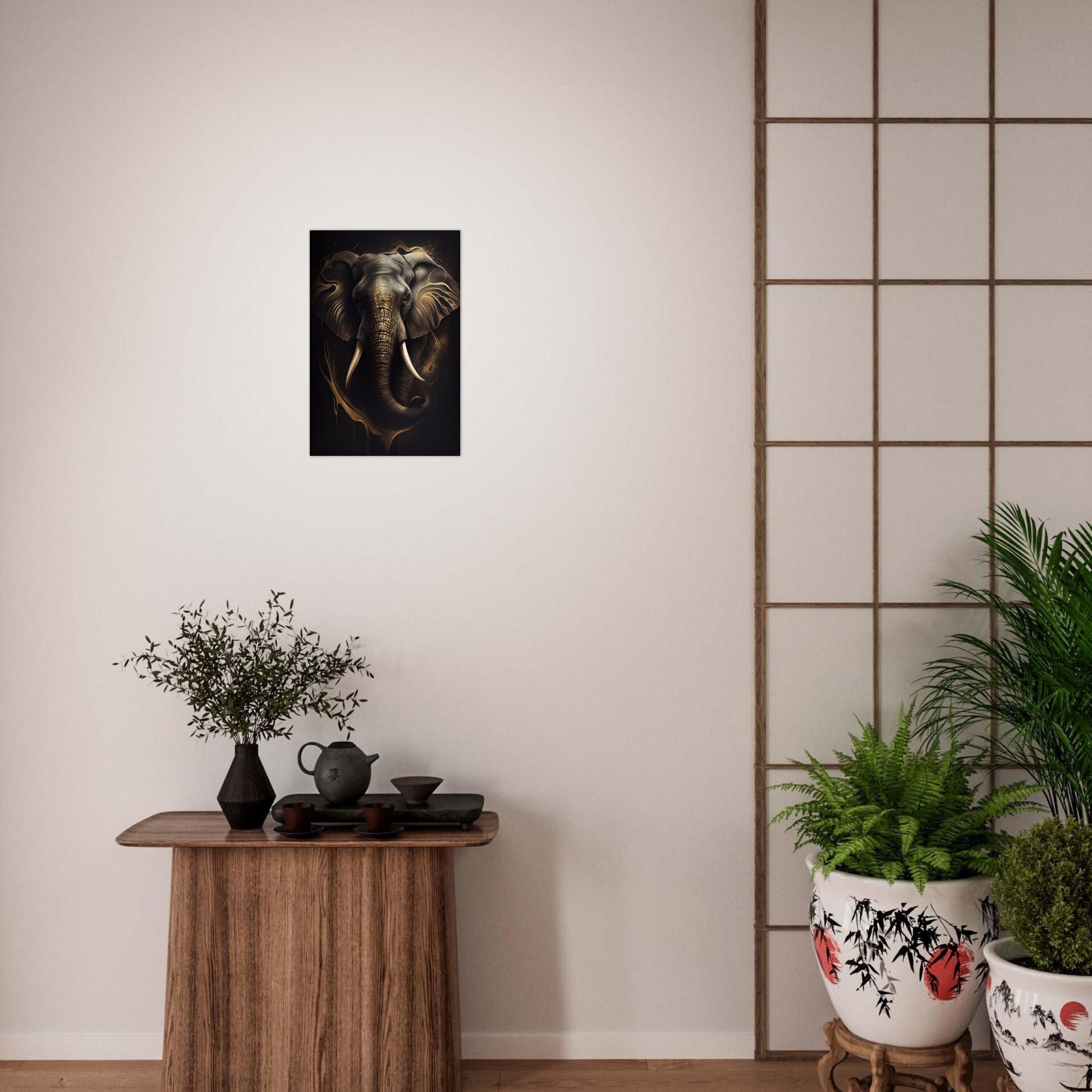 Goldener Blick des Elefanten, Aluminiumdruck - Stiersbeste