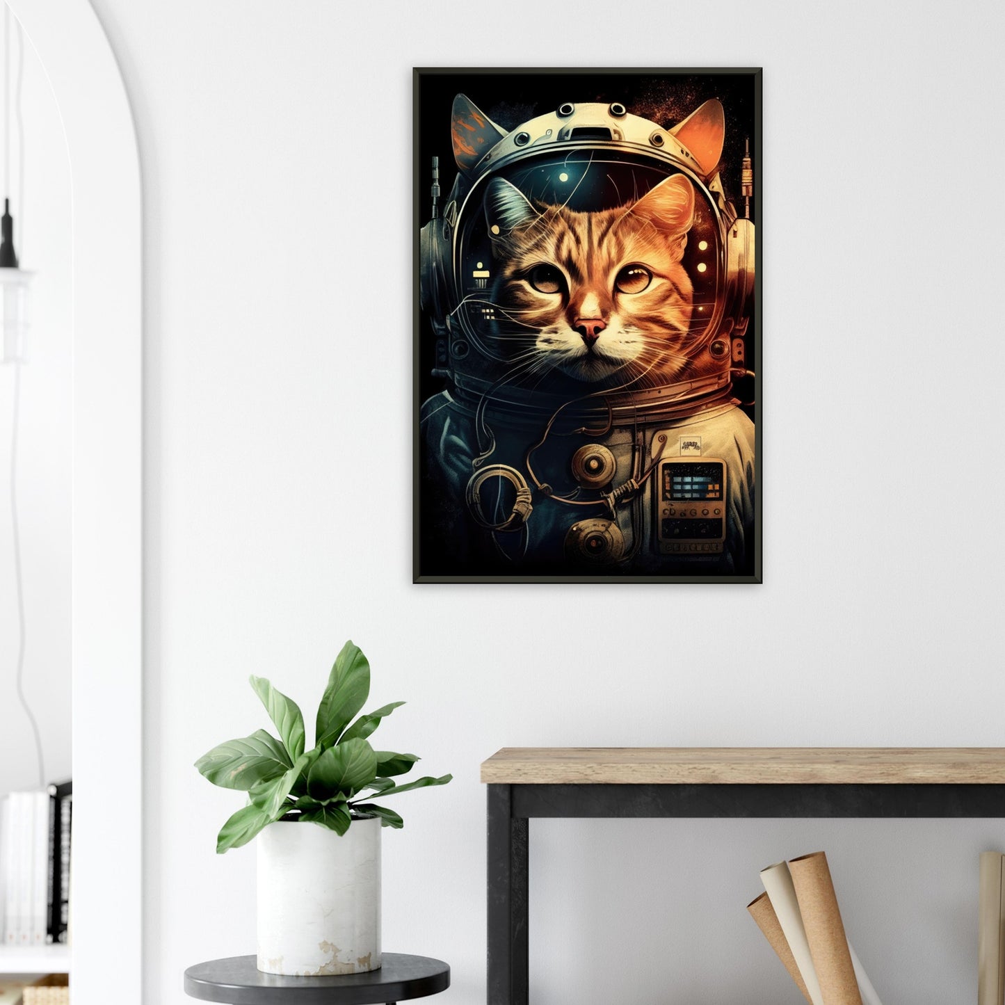Space Cat, Poster mit Alurahmen - Stiersbeste