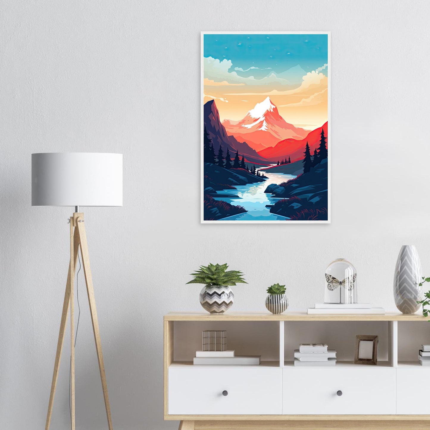 Bergsicht, Poster mit Holzrahmen - Stiers Beste