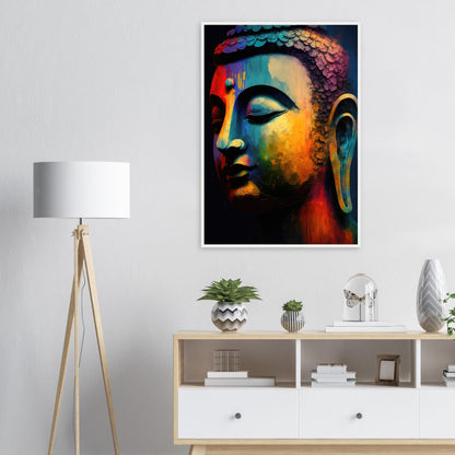 Balance des Buddha, Poster mit Holzrahmen - Stiersbeste