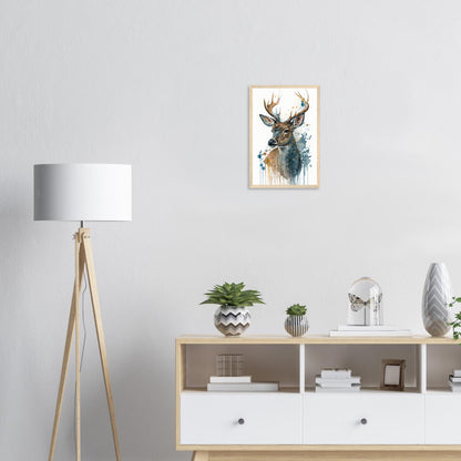 Lebendige Wildvisionen, Poster mit Holzrahmen - Stiersbeste