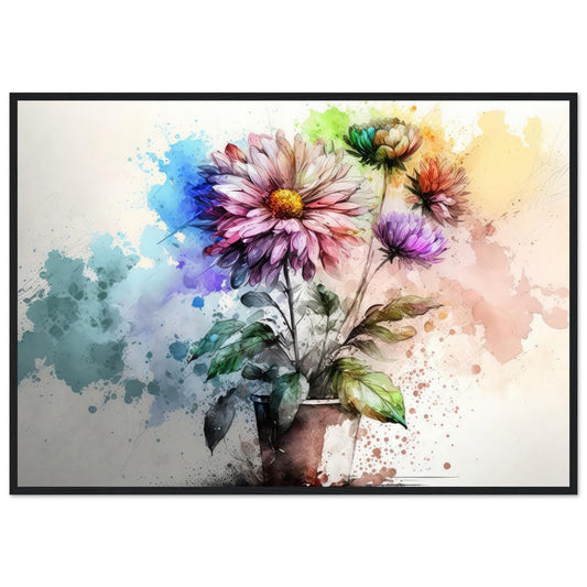 Fließende Blumenmelodie, Poster mit Holzrahmen - Stiersbeste