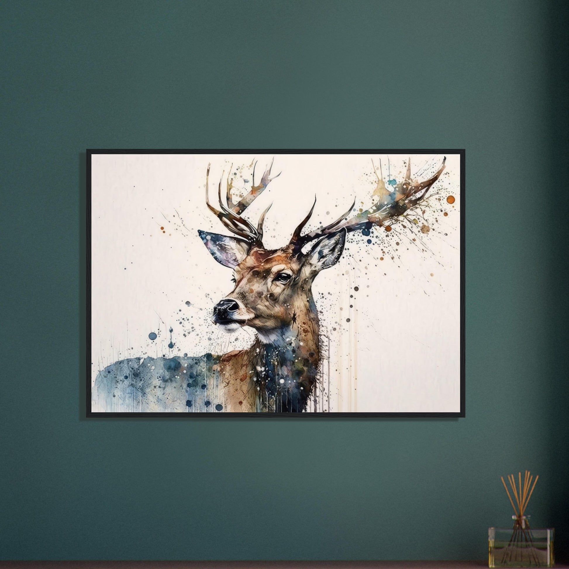 Anmut des Hirschs, Poster mit Holzrahmen - Stiersbeste