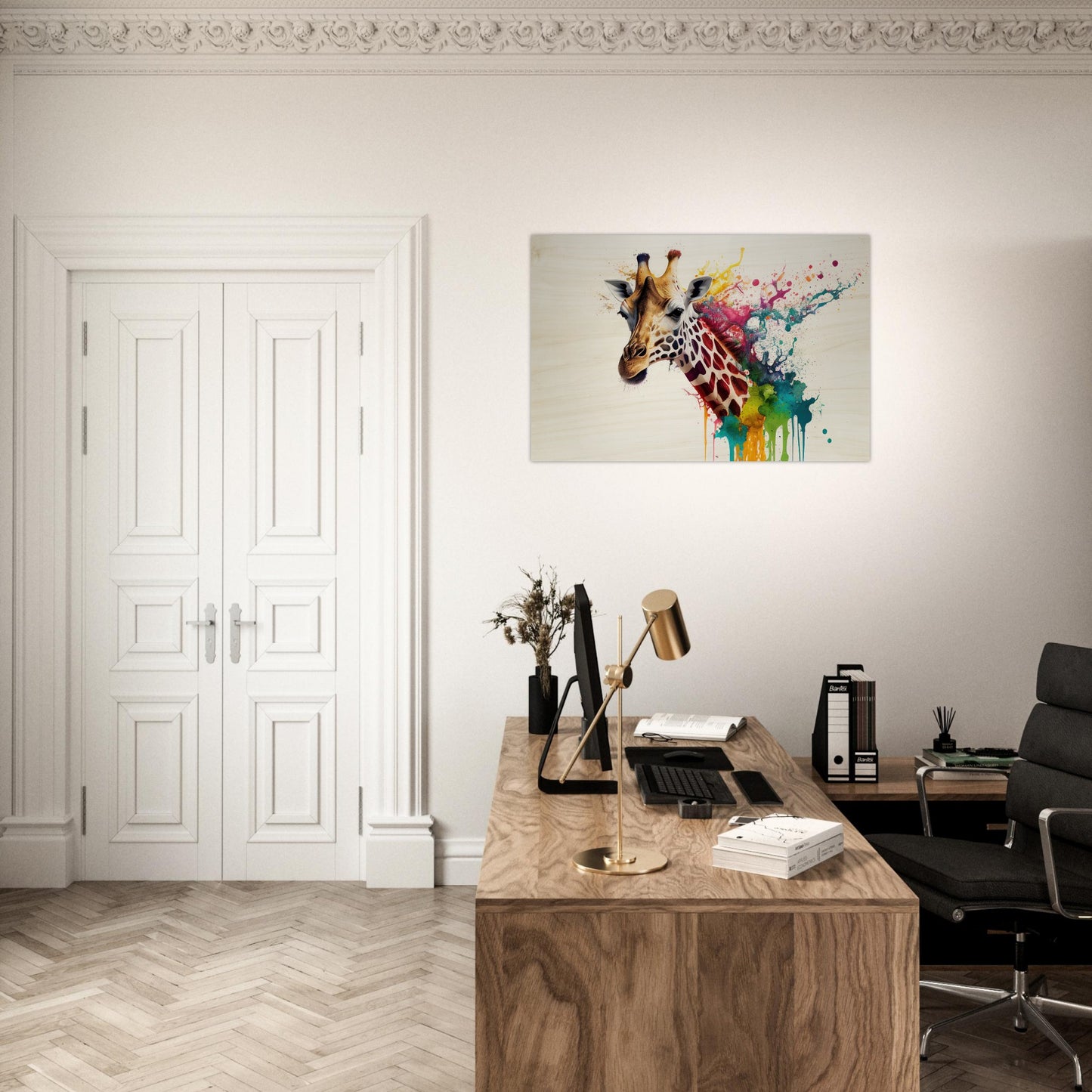 Giraffe Splash Art, Holzdruck - Stiersbeste