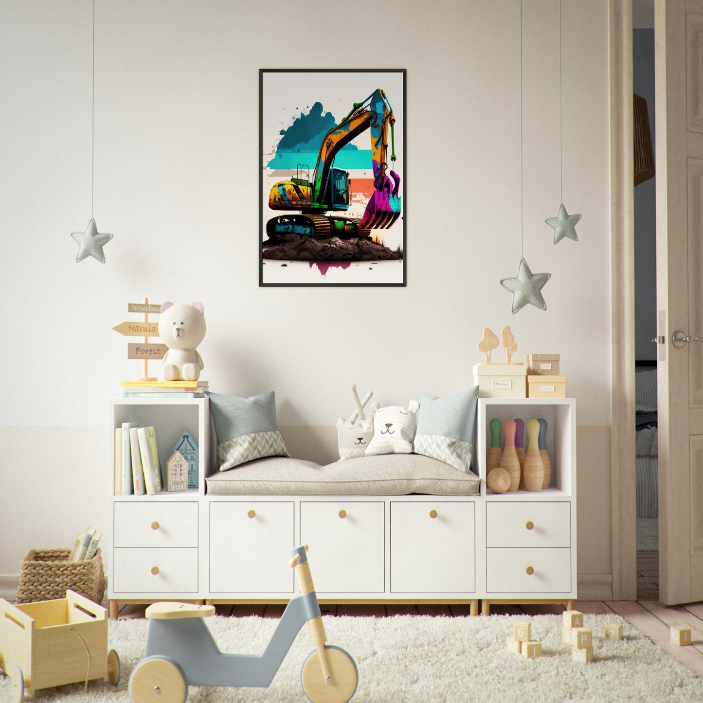 Baggerzeit, Poster mit Alurahmen - Stiersbeste