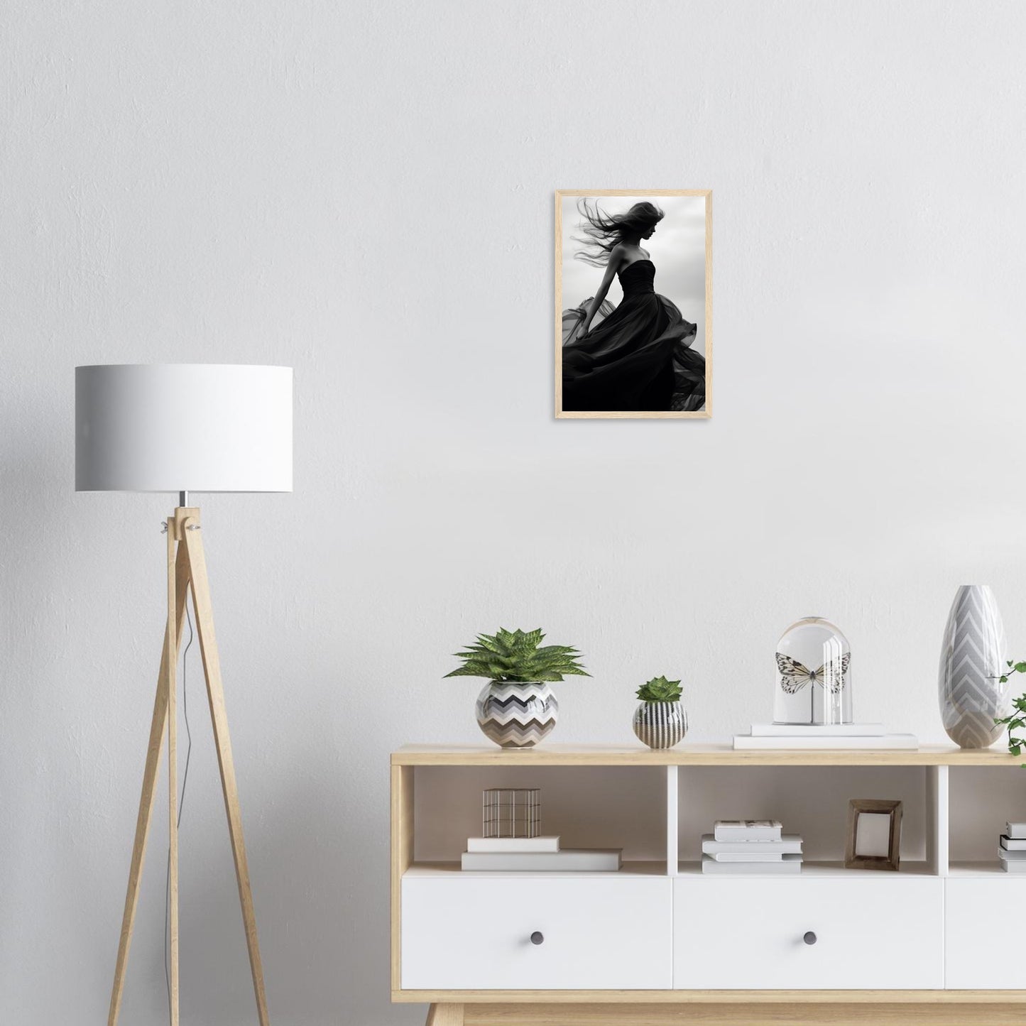 Eleganz im Wind, Poster mit Holzrahmen - Stiers Beste