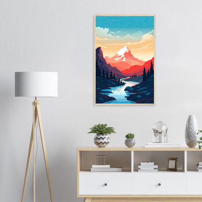 Bergsicht, Poster mit Holzrahmen - Stiers Beste