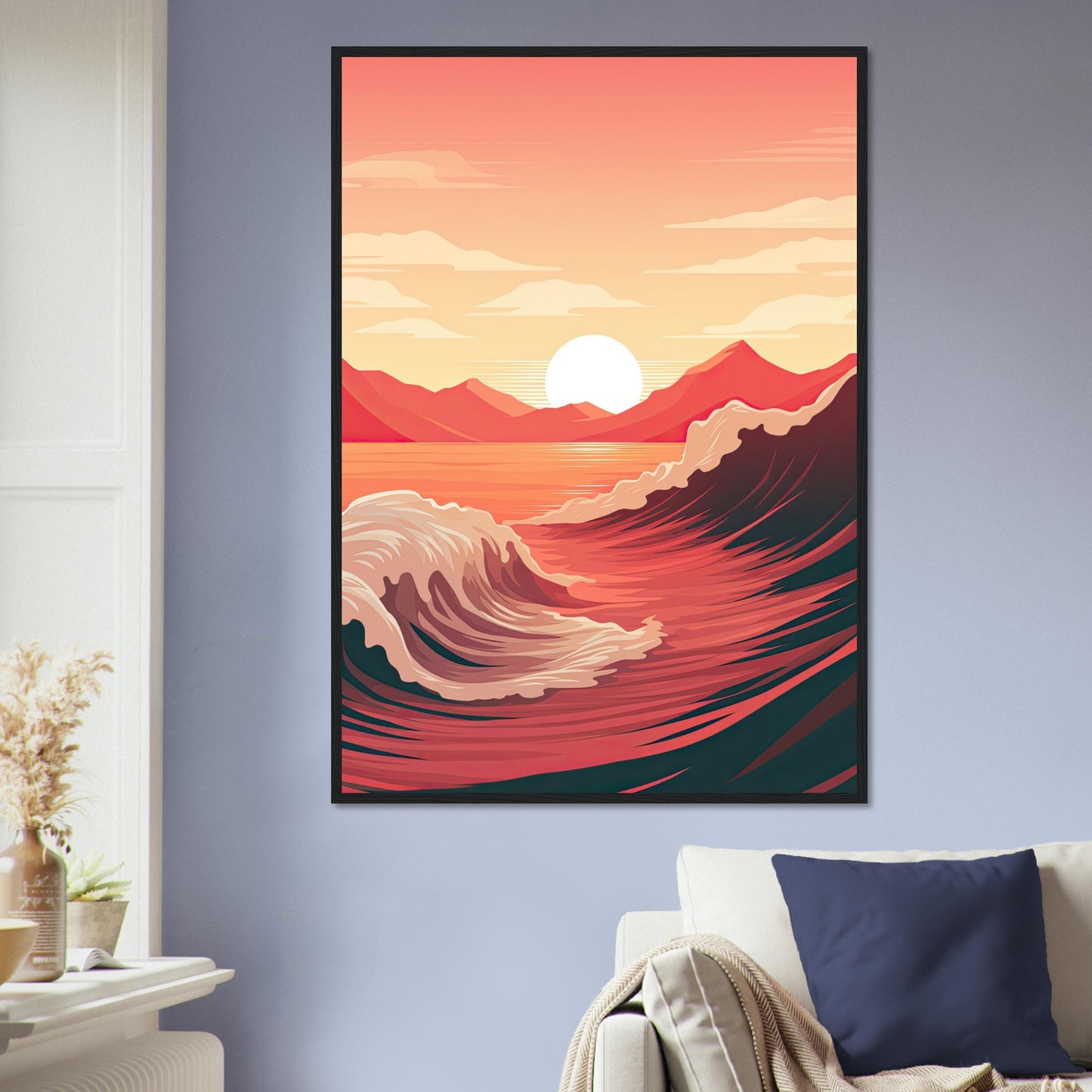 Red Wave, Poster mit Holzrahmen - Stiers Beste