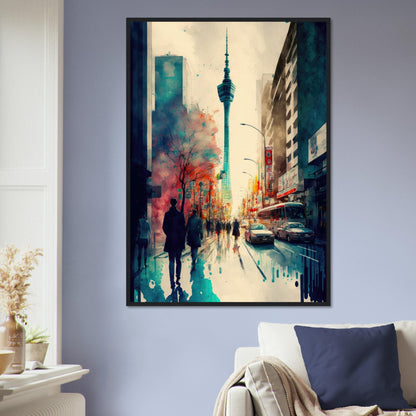 Lauf durch Tokyo, Poster mit Holzrahmen - Stiersbeste