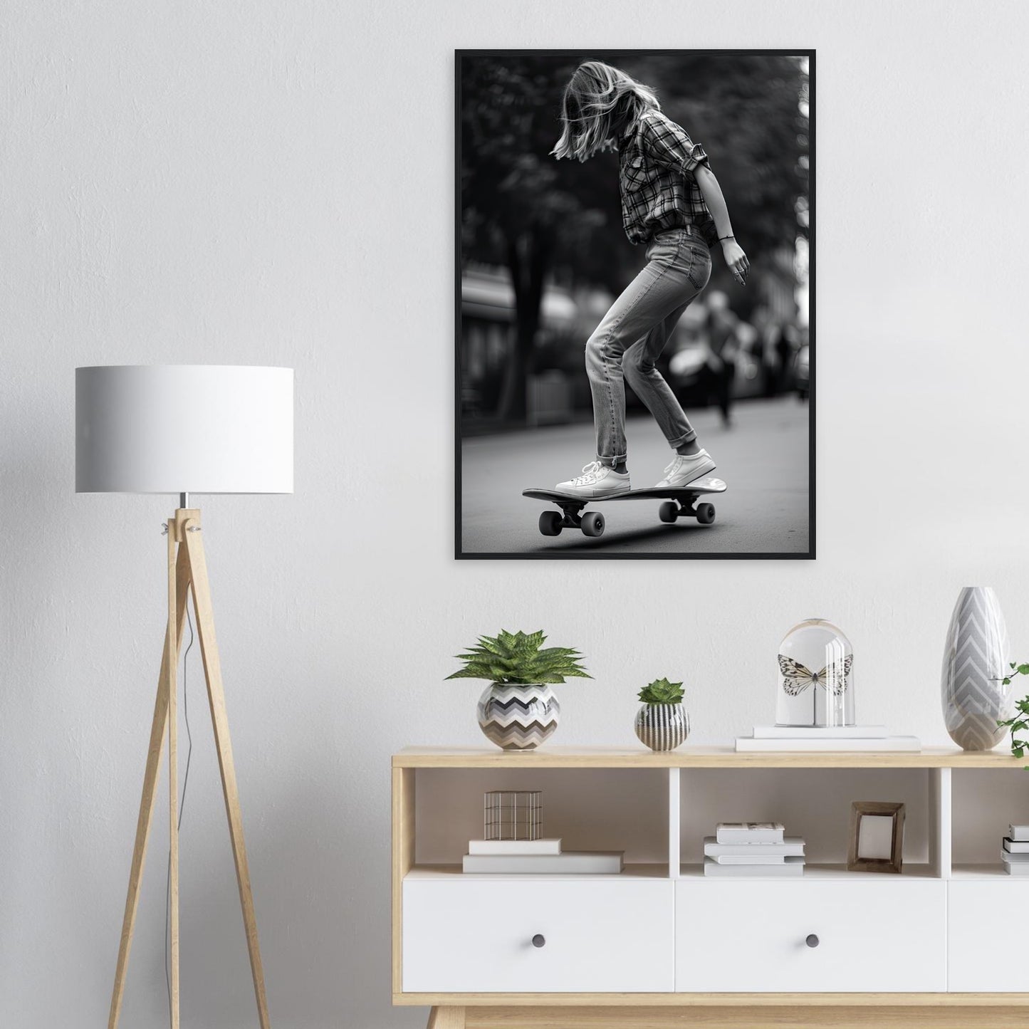 Skater Girl, Poster mit Holzrahmen - Stiersbeste