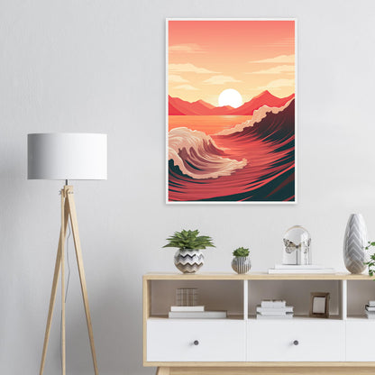 Red Wave, Poster mit Holzrahmen - Stiers Beste