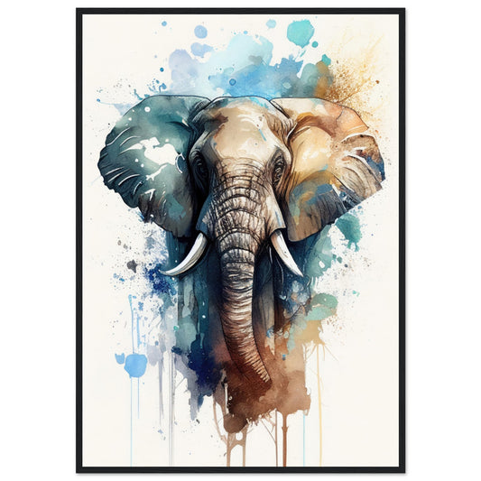 Elefant im Farbrausch, Poster mit Holzrahmen - Stiersbeste