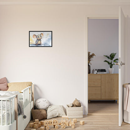 Happy Mouse, Poster mit Holzrahmen - Stiersbeste