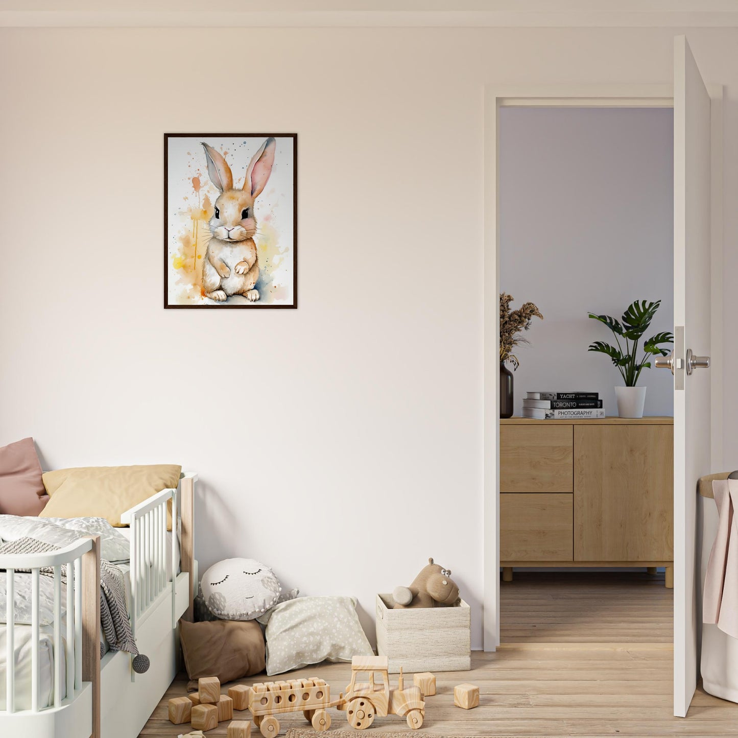 Knuddel der Hoppelhase, Poster mit Holzrahmen - Stiersbeste