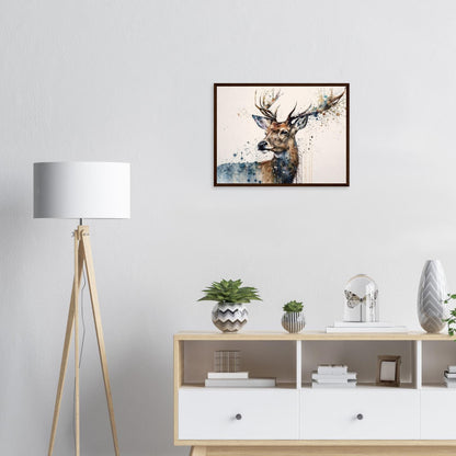 Anmut des Hirschs, Poster mit Holzrahmen - Stiersbeste