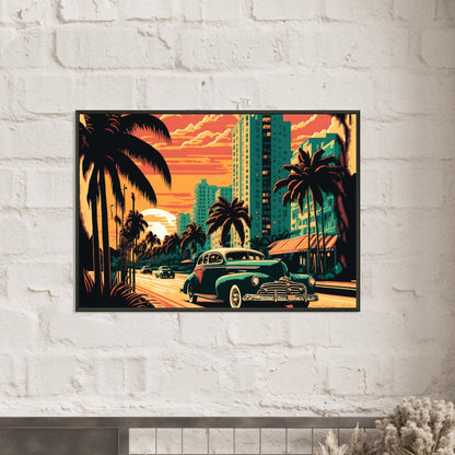 Retro Miami, Poster mit Alurahmen - Stiersbeste