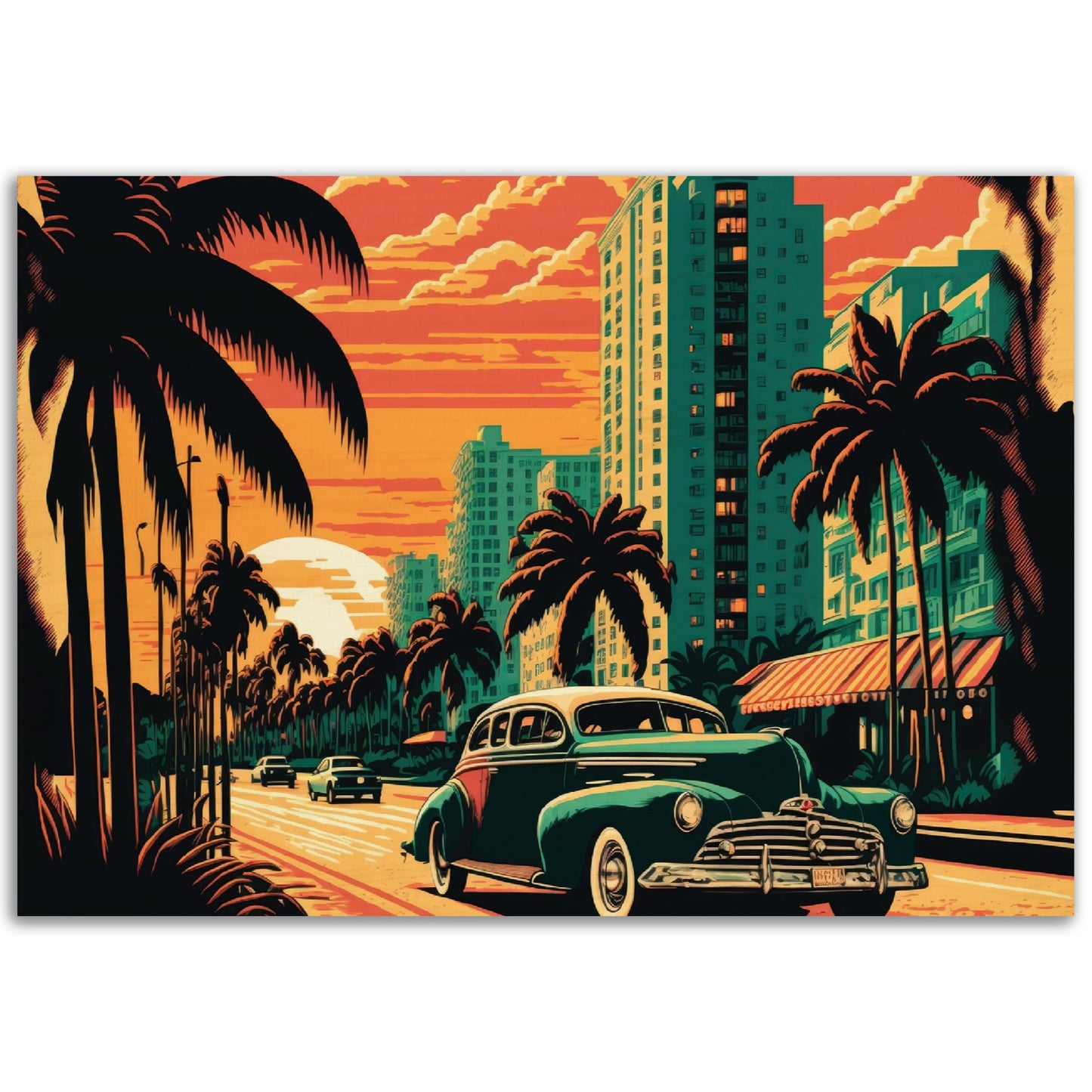 Retro Miami, Holzdruck - Stiersbeste